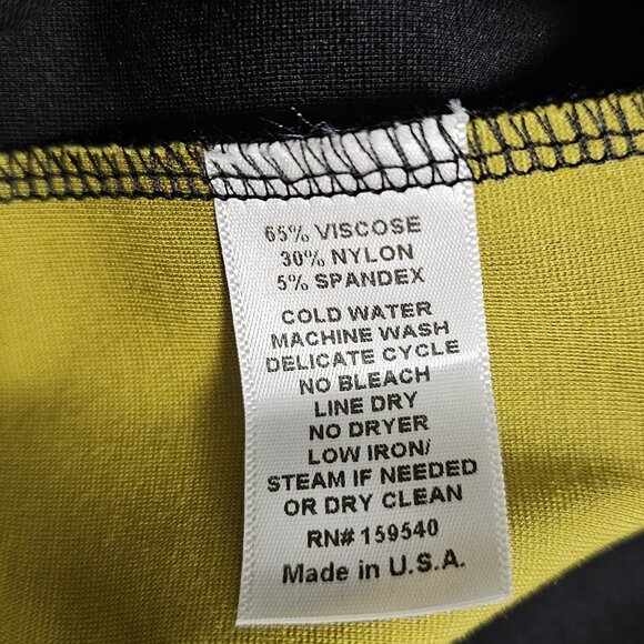 Lisa Bayne Black Pants Size Medium Pull On Colorblock Yellow Stripe Lagenlook - Picture 4 of 4